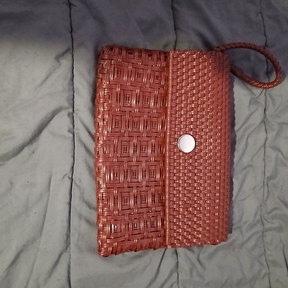 Elegant Brown Woven Clutch